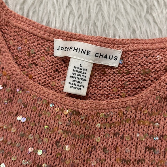 Josephine chaus women’s pink sparkling knit sleeveless top size large - Picture 3 of 5